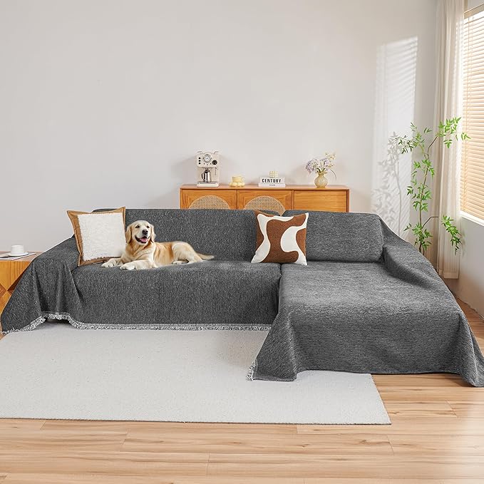 MYSKY HOME Couch Cover for Sectional Sofa, 2 Pieces Couch Covers for L Shape by MYSKYHOME