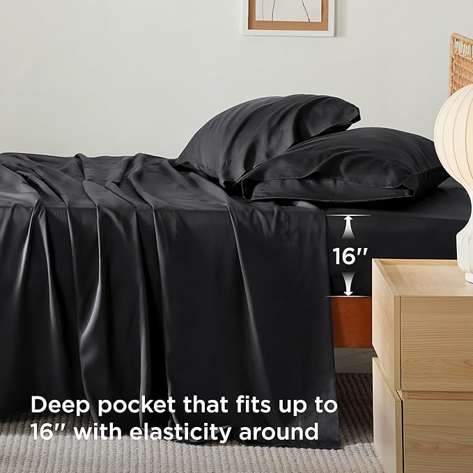 Bedsure Full Size Bed Sheets, Cooling Sheets, Rayon Derived from Bamboo - Image 4