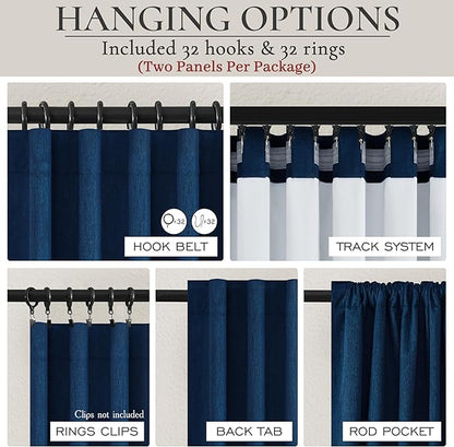 Navy Blue Blackout Curtains 108 Inch Length - Image 3