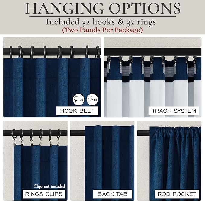 Navy Blue Blackout Curtains 102 Inch Length - Image 4