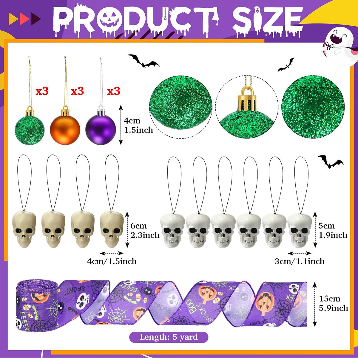 43 Pcs Halloween Tree Ornaments Decorations Tree Topper Hanging Ornaments for Halloween Home Party