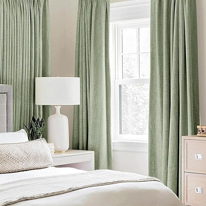 MIULEE Linen Texture Curtains for Bedroom Solid 100% Blackout Thermal Insulated - Image 2