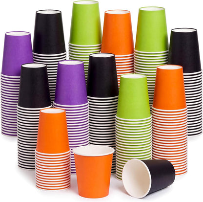 300 Pack 8 oz Halloween Disposable Paper Cups for Halloween Birthday Party
