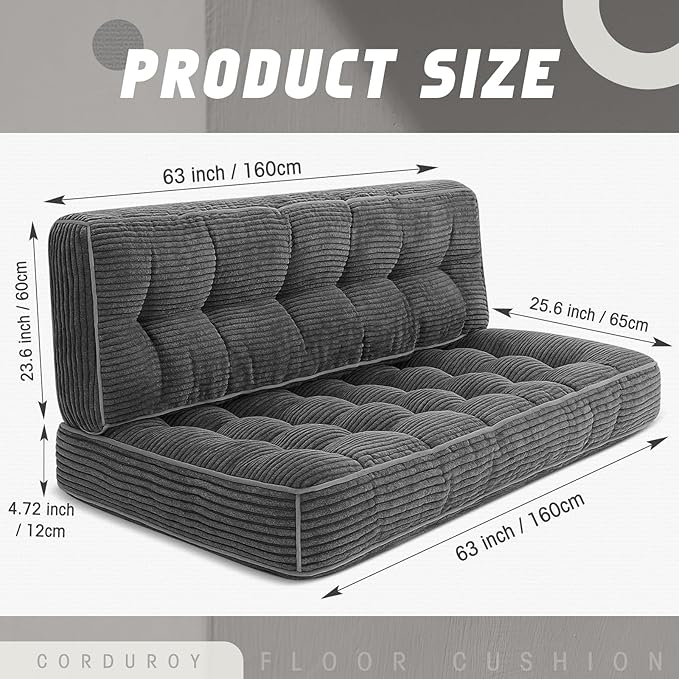 63 Inch Folding Sofa Bed Convertible Chair, 2-in-1 Convertible Boneless Sofa - Image 3