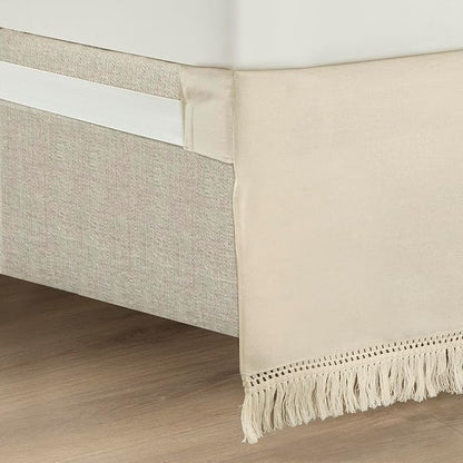Lush Decor Boho Fringe 15-Inch Tailored Drop Easy Fit Bedskirt - Image 4