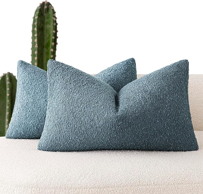 Foindtower Pack of 2 Textured Boucle Throw Pillow Covers Accent Solid by Foindtower