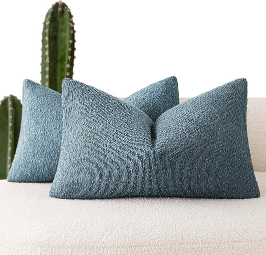 Foindtower Pack of 2 Textured Boucle Throw Pillow Covers Accent Solid by Foindtower