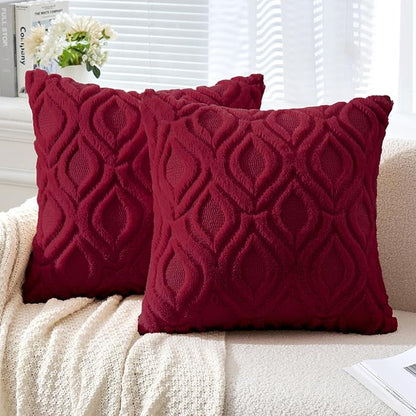 MIULEE Christmas Wine Red Throw Pillow Covers 20x20 Inch, Soft Winter Plush by MIULEE
