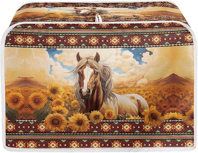 Aztec Horse Sunflower Printed Toaster Cover by Baxinh