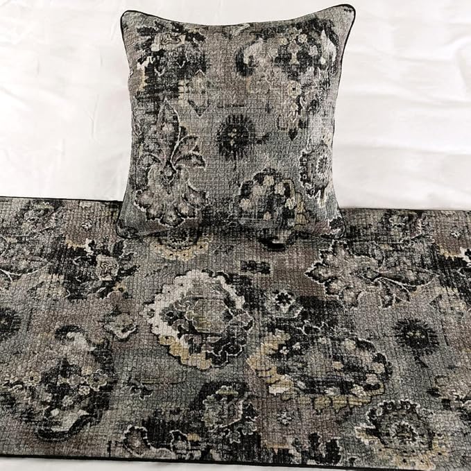 The HomeCentric Luxury Black & Grey Queen 74 x 18 inch Bed Runner - Image 6