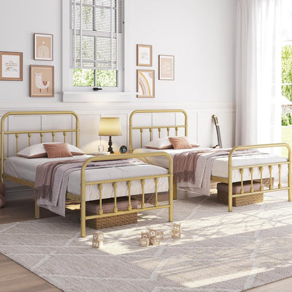 yaheetech 2 pcs twin bed frame with headboard, close-up detail