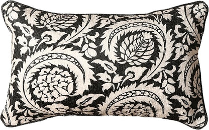 Black Rectangle Throw Pillow Covers, French White Floral Pattern Velvet Pillow by bilingaier