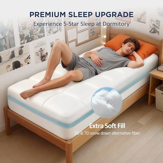 Dual Layer 4 Inch Memory Foam Twin XL Mattress Topper - Image 4