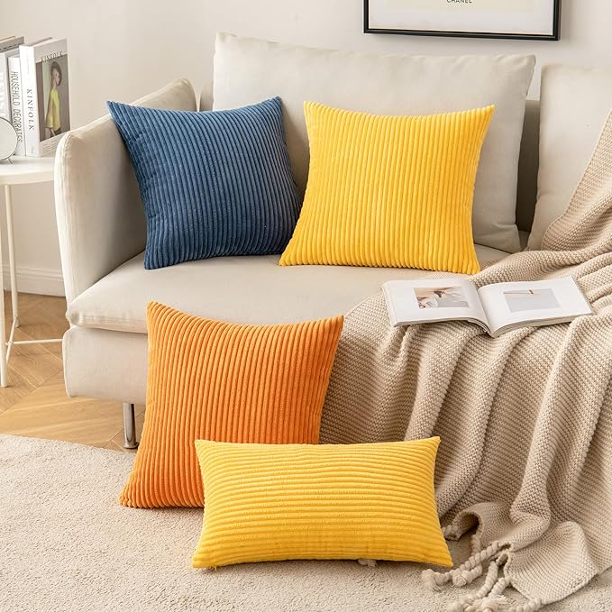 MIULEE Pack of 2 Golden Yellow Pillow Covers 18x18 Inch Soft Decorative Throw - Image 7
