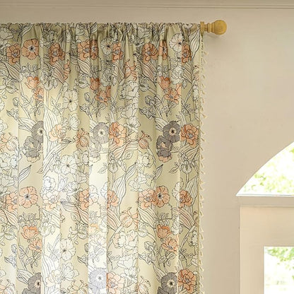 ENJOYBRIDAL Floral 84 Inch Curtains 2 Panel Set Bedroom Farmhouse Drapes Semi - Image 2