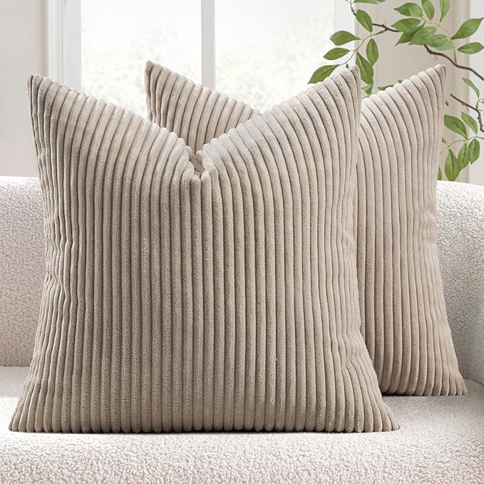 MIULEE Winter Pack of 2 Corduroy Pillow Covers Soft Soild Cushion Cases by MIULEE