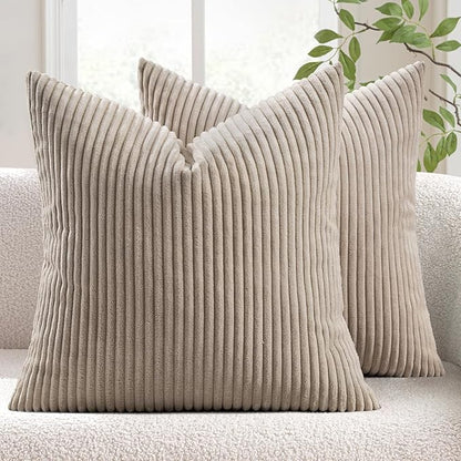 MIULEE Winter Pack of 2 Corduroy Pillow Covers Soft Soild Cushion Cases by MIULEE