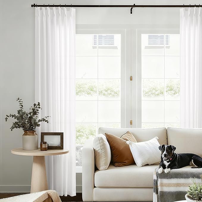 Ivory White Pinch Pleated 90 Inch Curtains - Image 3