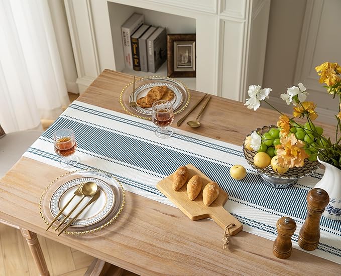 Caflife Boho Table Runner Blue and White - Image 6