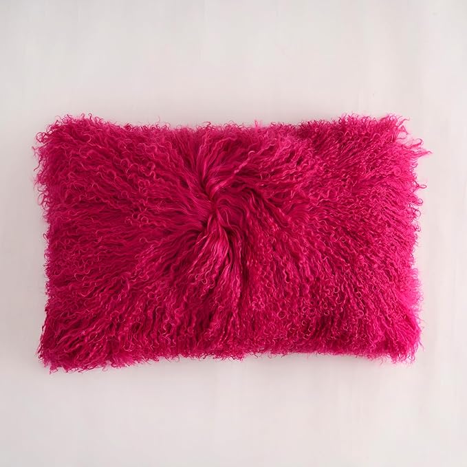 Genuine Mongolian Lamb Fur Pillow Cover – 12"x20" Rectangular Cushion Case – by Custom