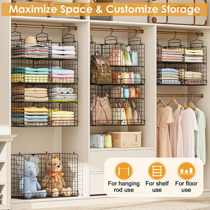 hanging closet organizer with diy spacing, double-row closet, package contents