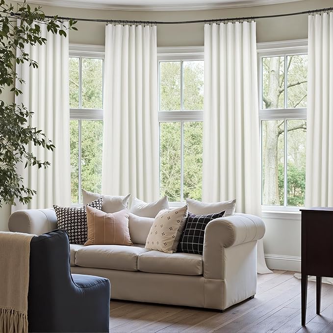 Pitalk Short Linen Textured Blackout Curtains - Image 6