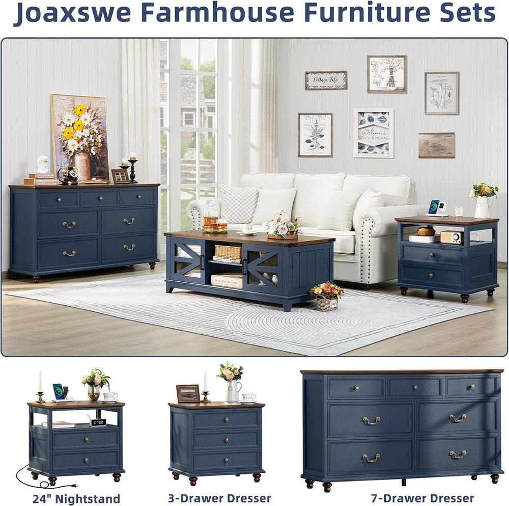 Joaxswe Farmhouse 54" 7 Drawers Dresser for Bedroom, Wide Chest of Drawe...