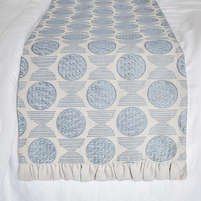 The HomeCentric King/Queen/Twin Blue Decorative Bed Runner Twin 53"x18" Bed - Image 4