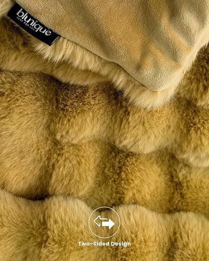 Ultra Soft Cozy Faux Fur Throw Blanket, Fuzzy Plush Thick Bubble Blanket - Image 6