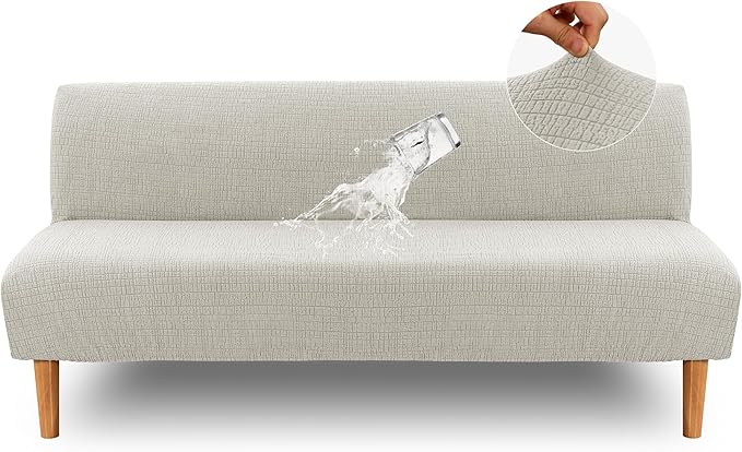 H.VERSAILTEX 100% Waterproof Jacquard Futon Cover Stretch Armless Sofa Cover by HVERSAILTEX
