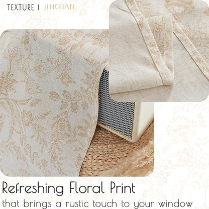 jinchan Linen Valance Curtain Farmhouse Floral Printed Small Window Curtain - Image 9