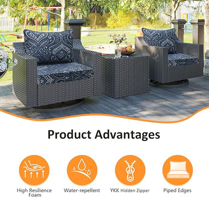 Outdoor Patio Chair Cushions Set, Water-Repellent, Fade Resistant, Deep Seat - Image 2