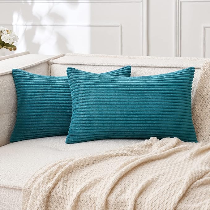 MIULEE Pack of 2 Corduroy Pillow Covers 12 x 20 Inch Lumbar Throw Pillow Covers by MIULEE
