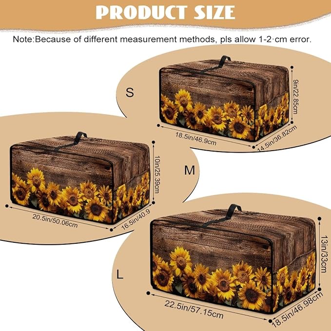 Microwave Oven Cover Vintage Sunflower Wood Grain Print Waterproof Toaster Oven - Image 7