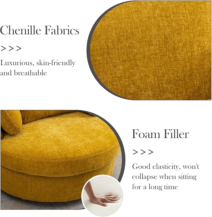 Aoiy & Wifon 42" W Oversized Swivel Accent Chair, Upholstered Round Barrel Chair - Image 4