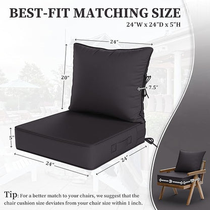 Outdoor Seat Cushion Set 24 L × 24 W × 5 H Inch Waterproof & Fade Resistant - Image 2