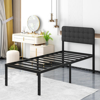 likelalaso 18 inch twin xl metal bed frame, front angle view