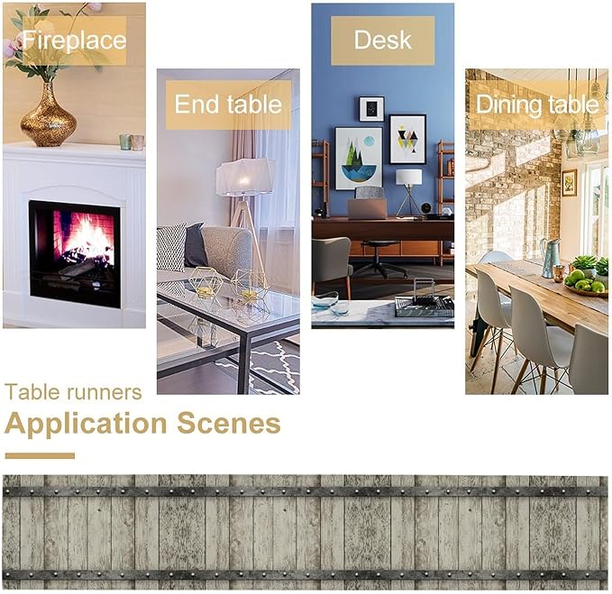 Wooden Barn Doors Table Runner Wood Rustic Farm Farmhouse Country Retro Metal - Image 6
