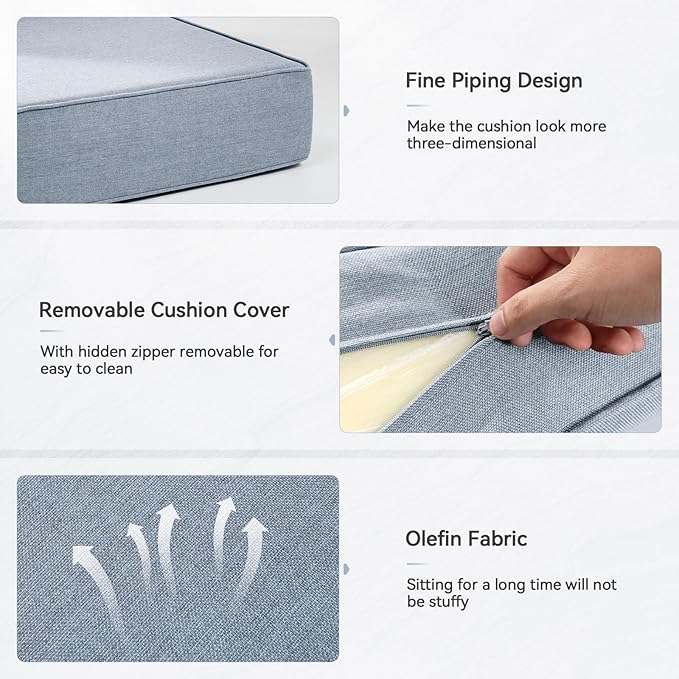 6" Thick Outdoor Cushions 22x24x6, 1-Set Deep Seat Patio Cushions - Image 5