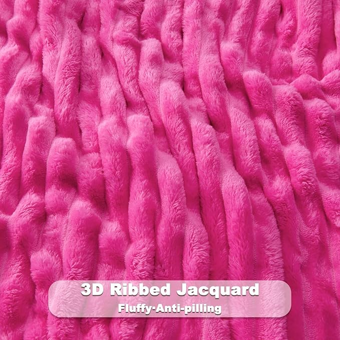NEWCOSPLAY Super Soft Queen Blanket Hot Pink Premium Silky Flannel Fleece 3D - Image 5