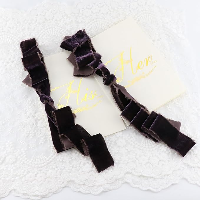 Plum Velvet Ribbon 1.5 Inch Frayed Silk Velvet Rustic Mauve Purple Christmas - Image 7