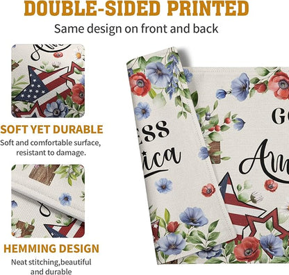 4th of July Placemats Set of 4 Patriotic Floral Cross Stars Independence - Image 5