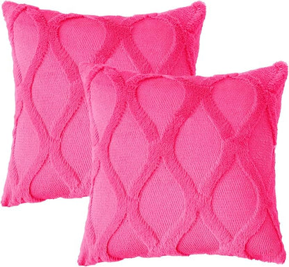decorUhome Throw Pillow Covers 26x26 Inch Set of 2, Soft Plush Faux Fur Wool - Image 7
