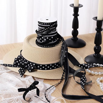 LaRibbons Black Ribbons for Crafts 6 Rolls Assorted Black Ribbons - Image 4
