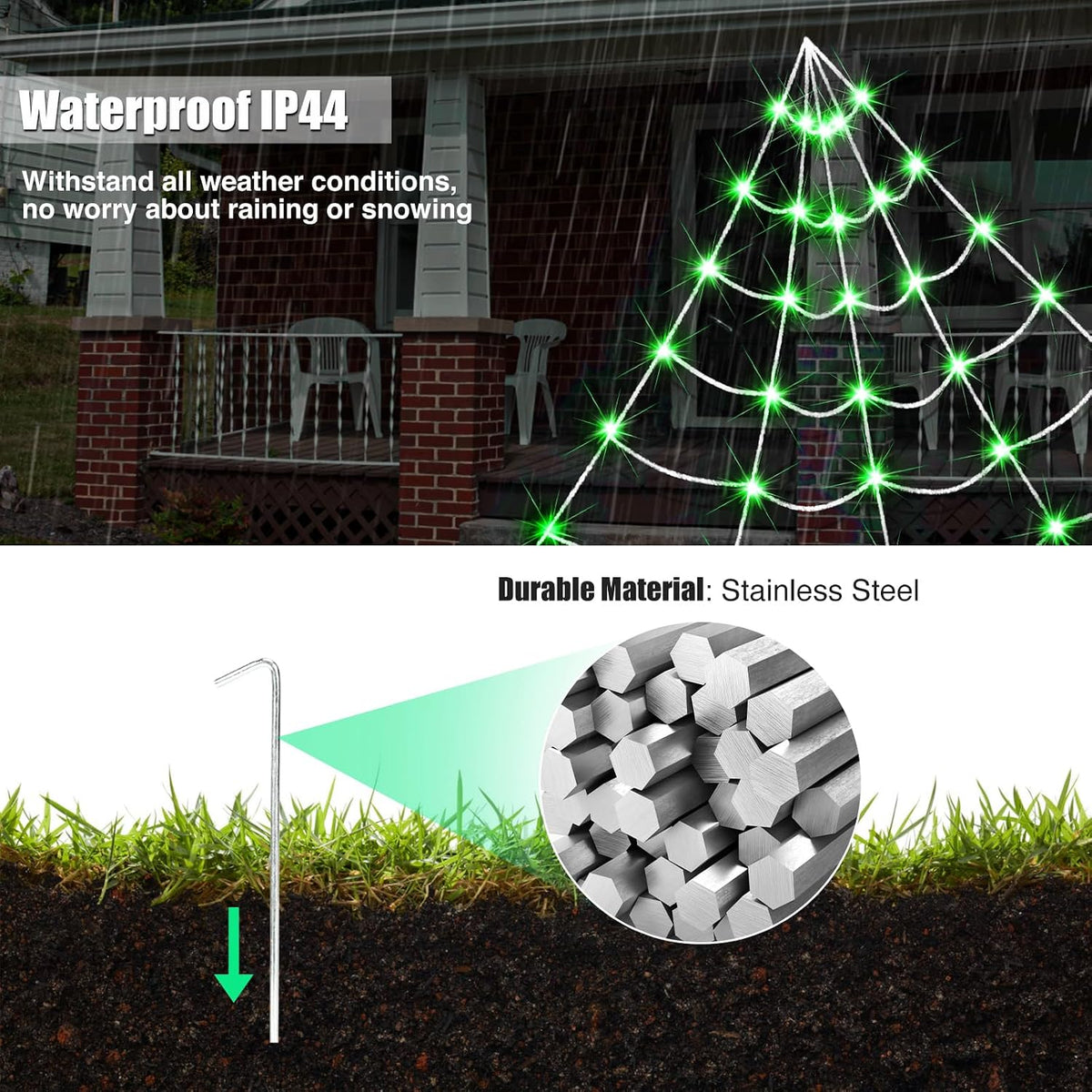 Outdoor Solar Powered Halloween Decorations Spider Web Lights