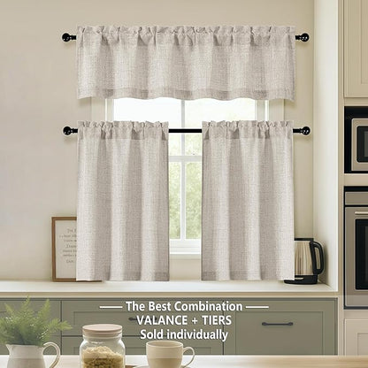 OVZME Cafe Curtains 45 Inch Length 2 Panels, Thick Textured Kitchen Door - Image 2