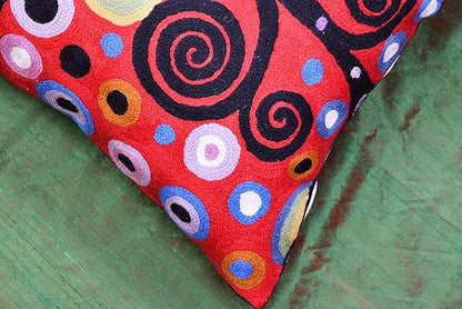 Klimt Tree of Life Pillow Cover | Red Floral Pillowcase | Flower Accent Pillows - Image 5