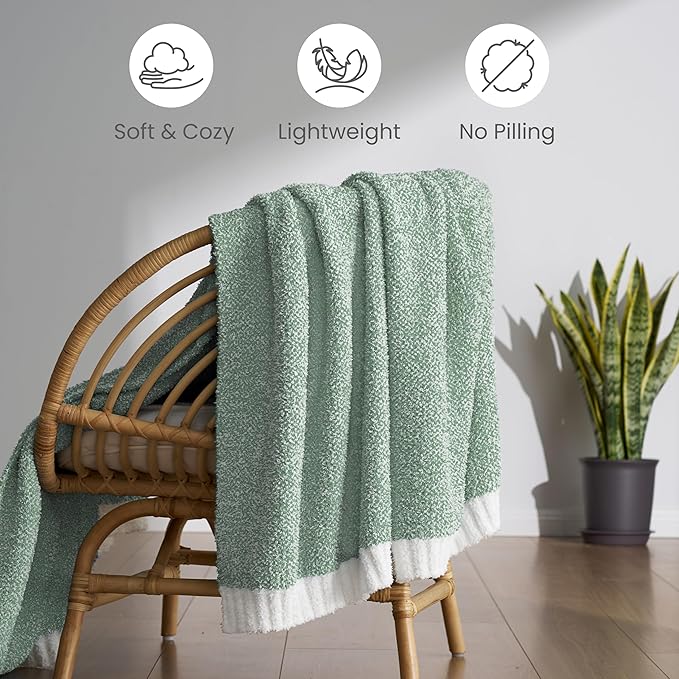 Joiedomi Twin Blanket for Couch Bed, Sage Green Knitted Blankets Gifts for - Image 7