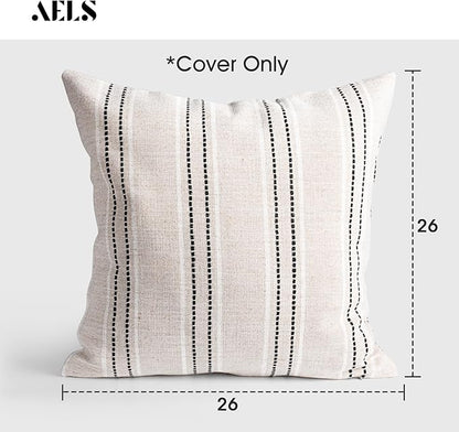 AELS 26x26 Decorative Farmhouse Linen Throw Pillow Covers, Boho Textured Pillow - Image 2
