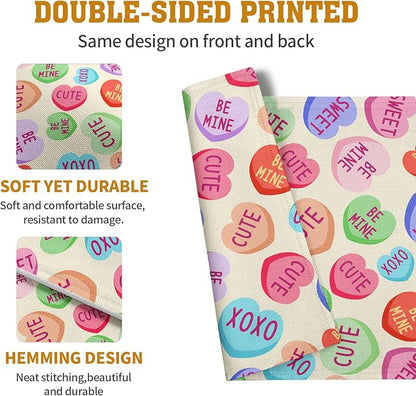 Valentine Pink Love Heart Candy Placemats Set of 4 Valentines Seasonal Table - Image 5